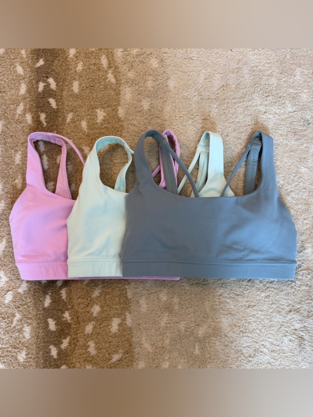 Athleta Exhale Sports Bras (Lot of 3) Lavender/ Turquoise/ Gray-Women’s Sz Small